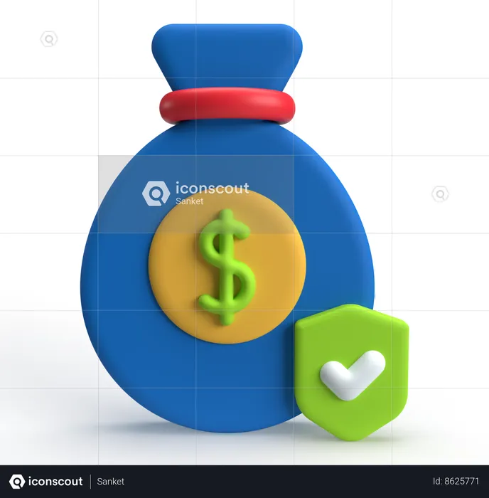 Bolsa de dinero segura  3D Icon