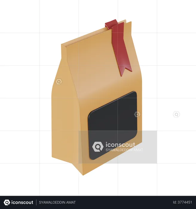 Bolsa de granos de cafe  3D Illustration