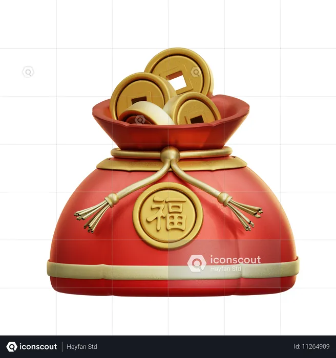 Bolsa de moedas chinesas  3D Icon