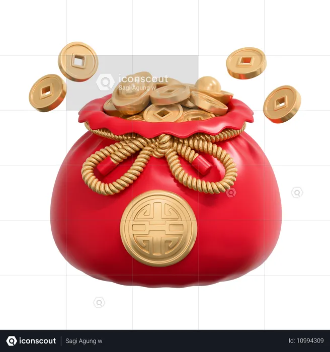 Bolsa de monedas china  3D Icon