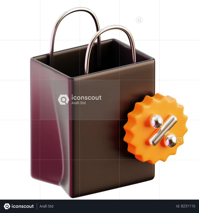 Sacola de compras com desconto  3D Icon