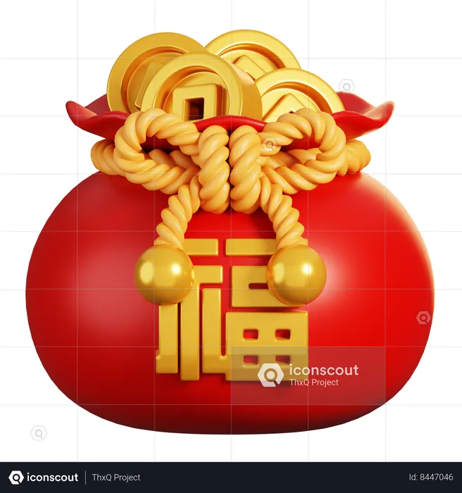 Bolsa de monedas chinas  3D Icon