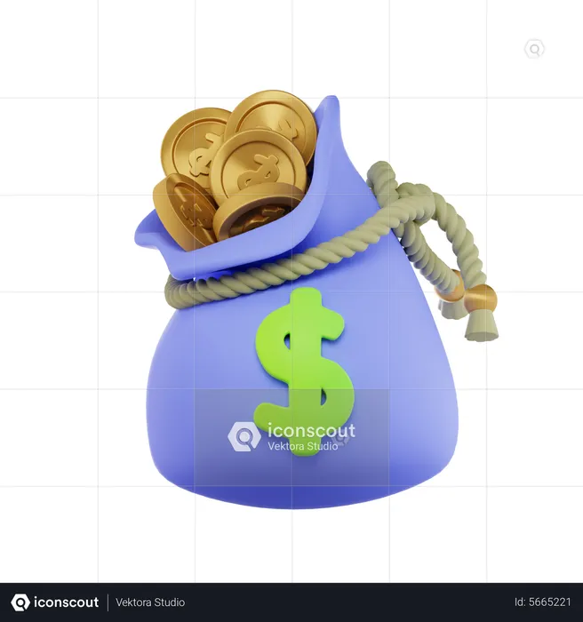 Bolsa de monedas de un dolar  3D Icon