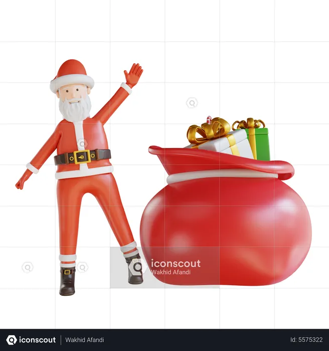 Bolsa de regalo de santa  3D Illustration