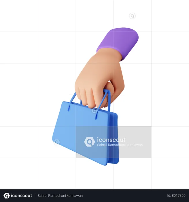 Mano sosteniendo bolsa de compras  3D Icon