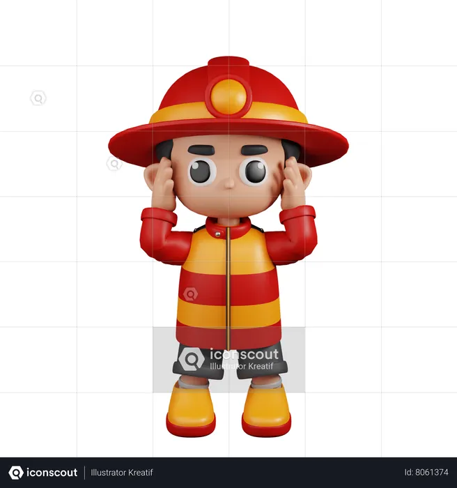 Bombero mareado  3D Illustration