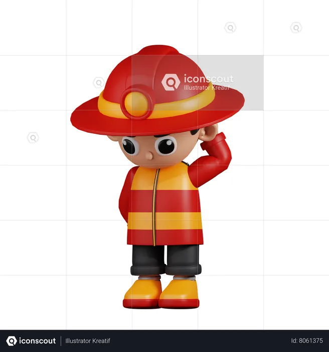 Bombero preocupado  3D Illustration