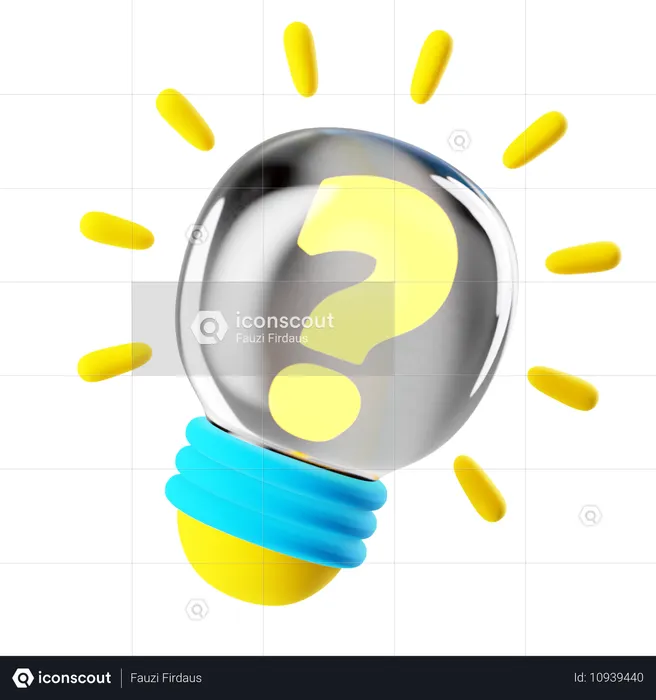 Bombilla con signo de interrogación  3D Icon