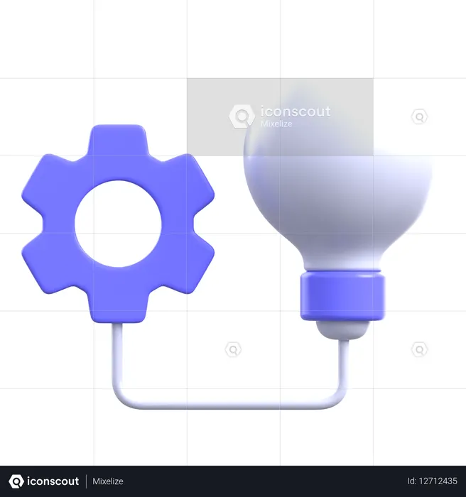 Bombilla de engranaje de IA  3D Icon