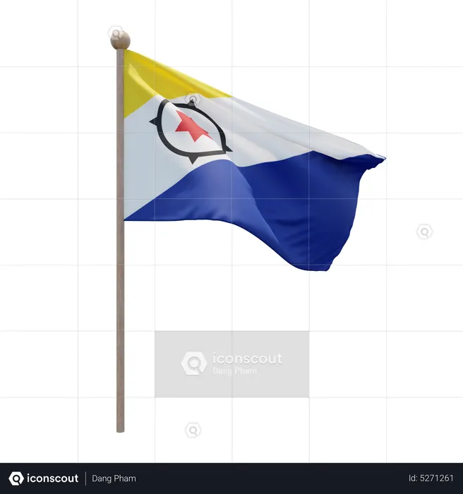 Bonaire Flagpole Flag 3D Icon