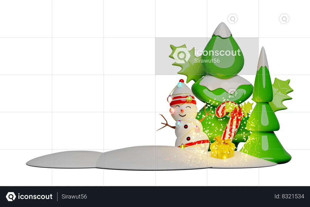 Boneco de neve  3D Illustration