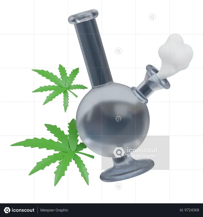 Bong de cannabis con humo  3D Icon