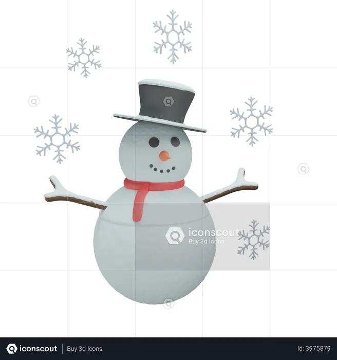 Bonhomme de neige  3D Illustration