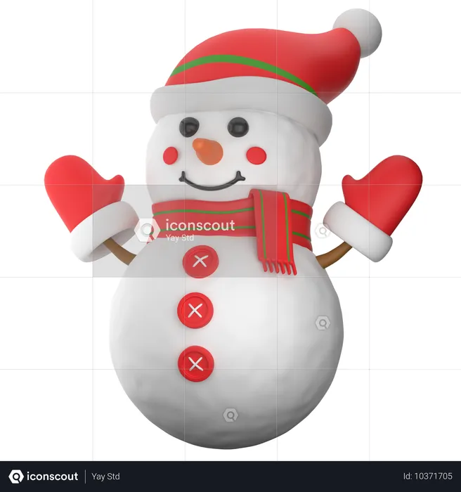 Bonhomme de neige avec des gants  3D Icon