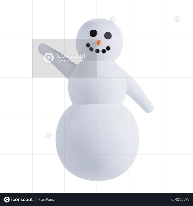 Bonhomme de neige dit bonjour  3D Illustration