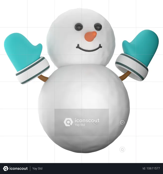 Bonhomme de neige et gants  3D Icon