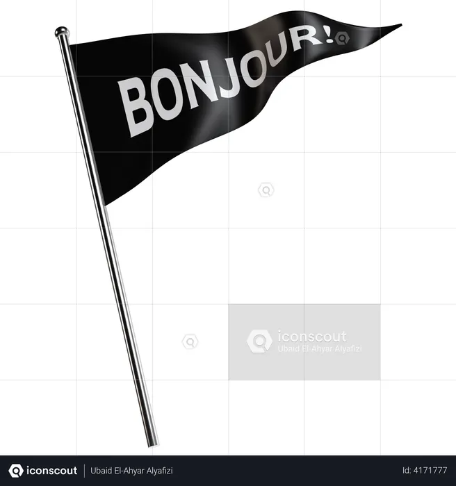 Bonjour Flag  3D Illustration