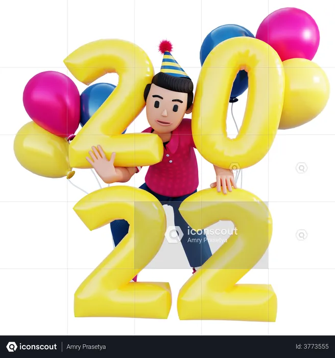 Bonne année 2022  3D Illustration