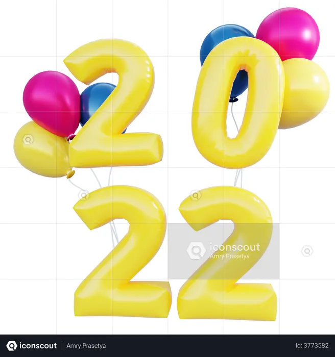 Bonne année 2022  3D Illustration