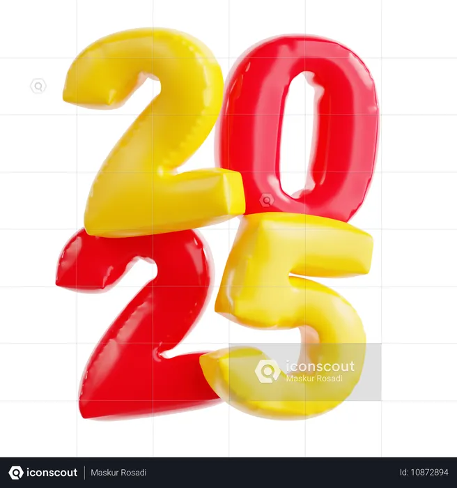 Bonne année 2025  3D Icon