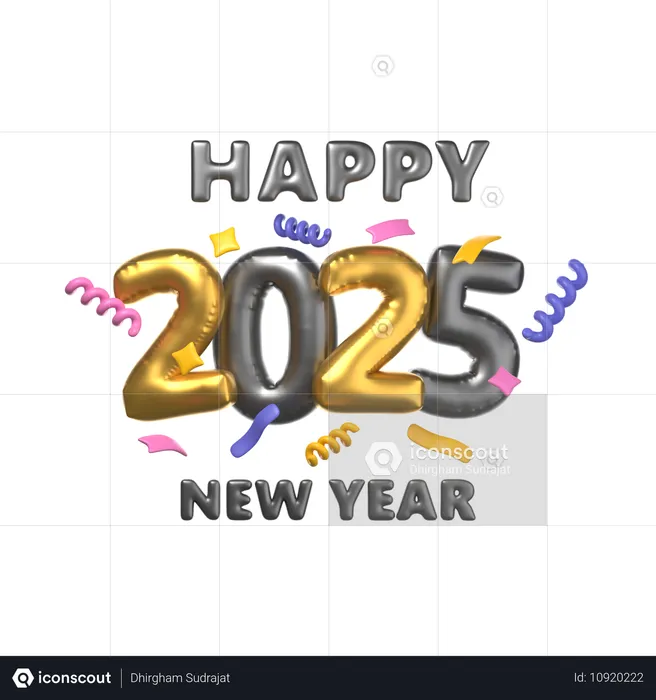 Bonne année 2025  3D Icon