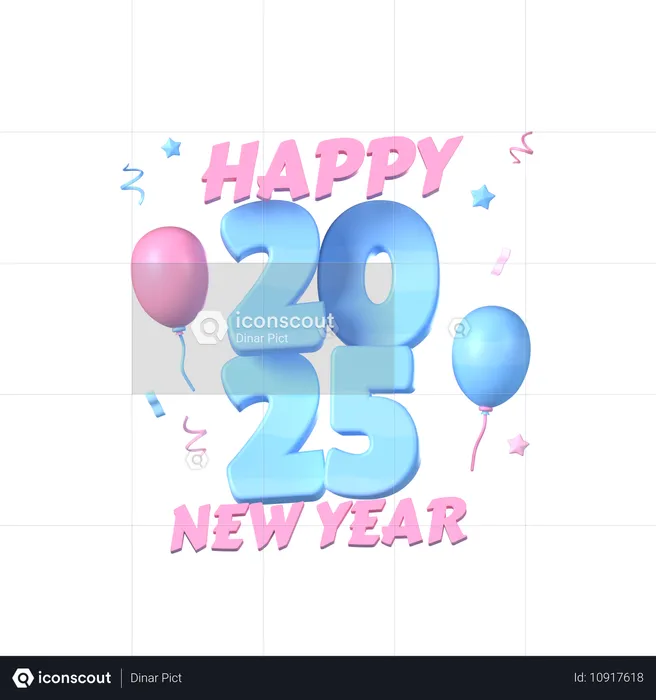 Ballon bonne année 2025  3D Icon