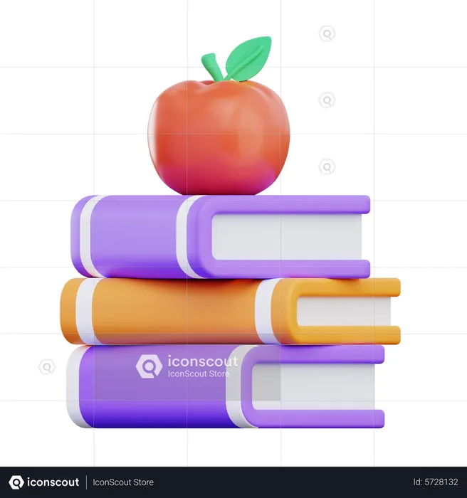 Book And Apple  3D Icon