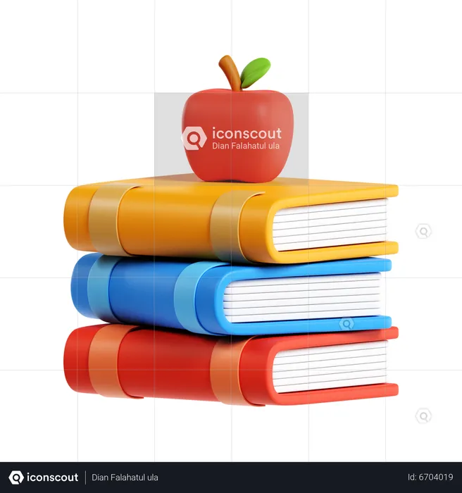 Book And Apple  3D Icon