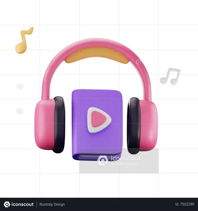 Book And Headphone  3D Icon