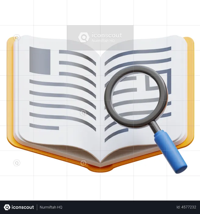 Book and Magnifier  3D Illustration