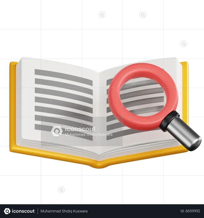 Book And Magnifying Glass  3D Icon