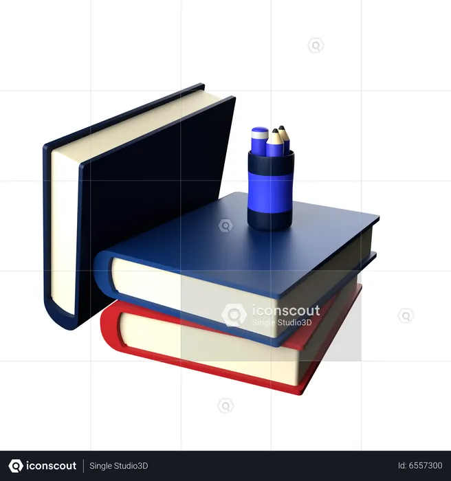 Book And Pencil Holder  3D Icon