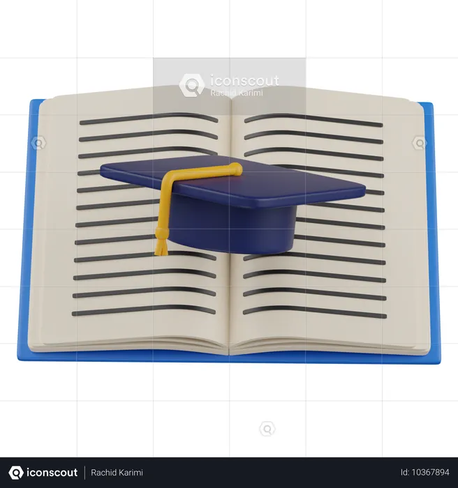 Book with Academic Cap  3D Icon