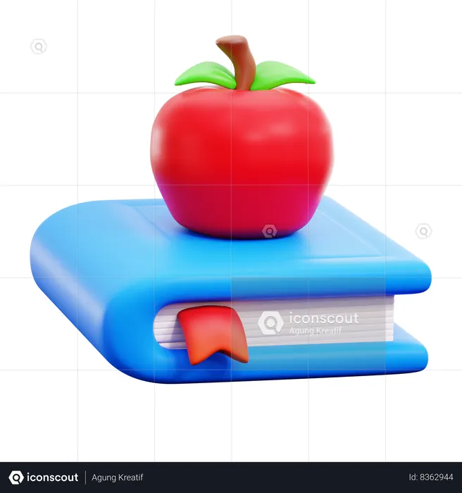 Book With Apple  3D Icon