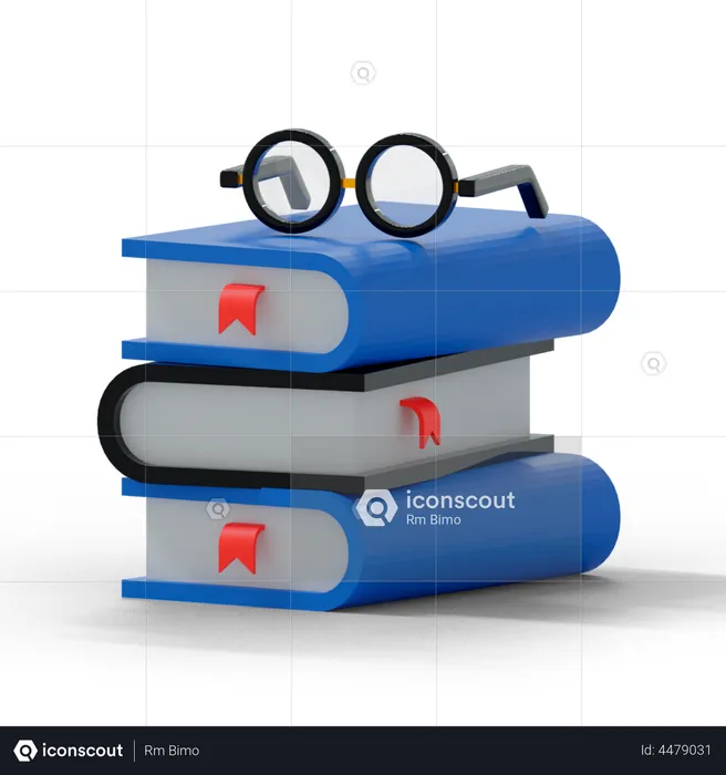Book With Glasses  3D Illustration