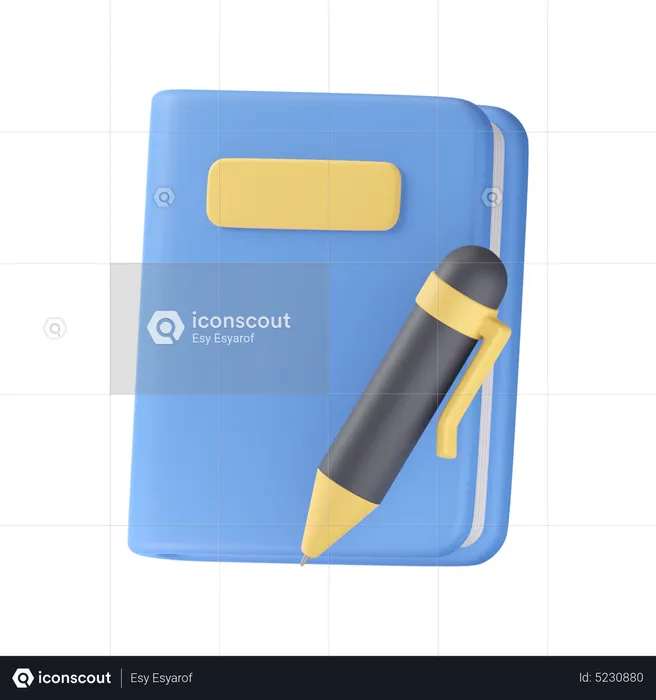 Book With Pen  3D Icon