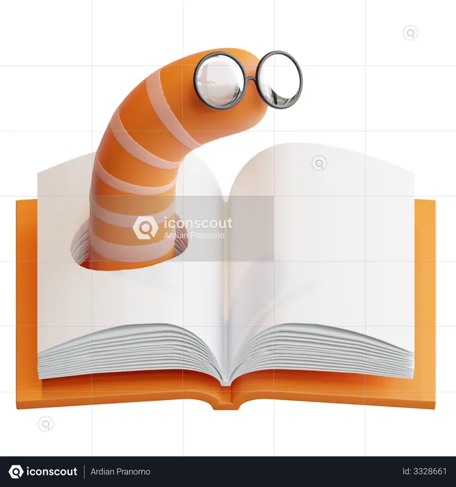 Book Worm  3D Illustration