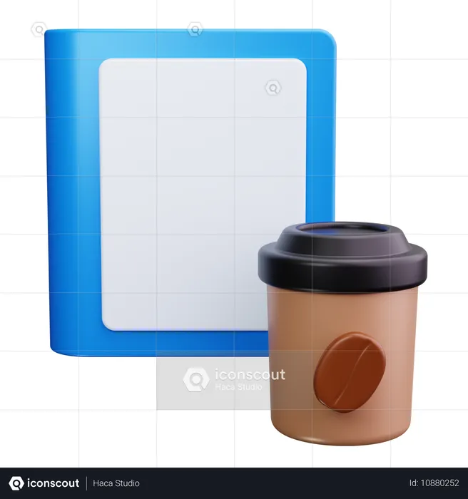 本とコーヒー  3D Icon