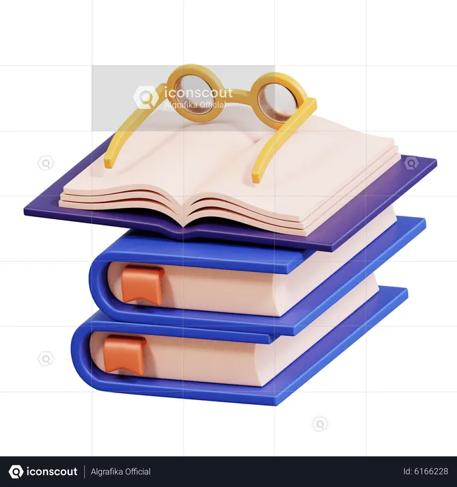 Books And Glasses  3D Icon