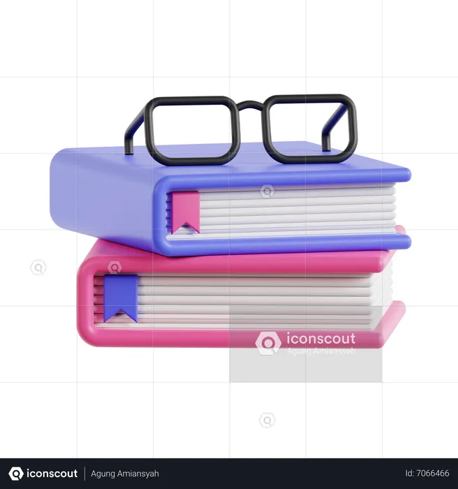Books And Glasses  3D Icon