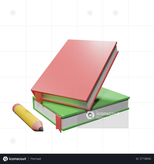 Books And Pencil  3D Illustration