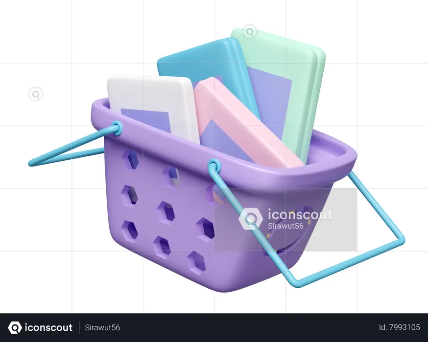 Books Basket  3D Icon