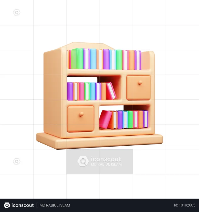 책장  3D Icon