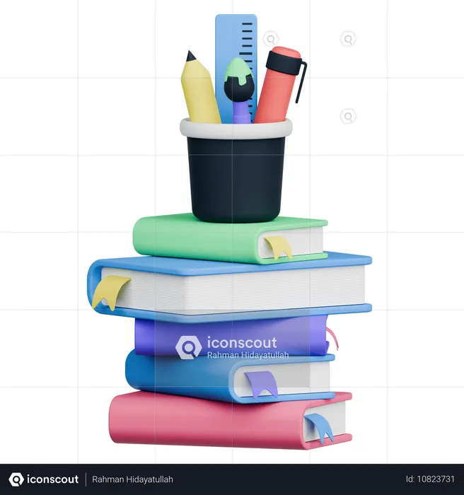 Books Stacks  3D Icon