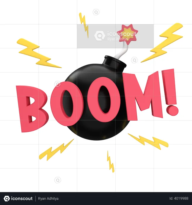 Boom Sticker  3D Illustration