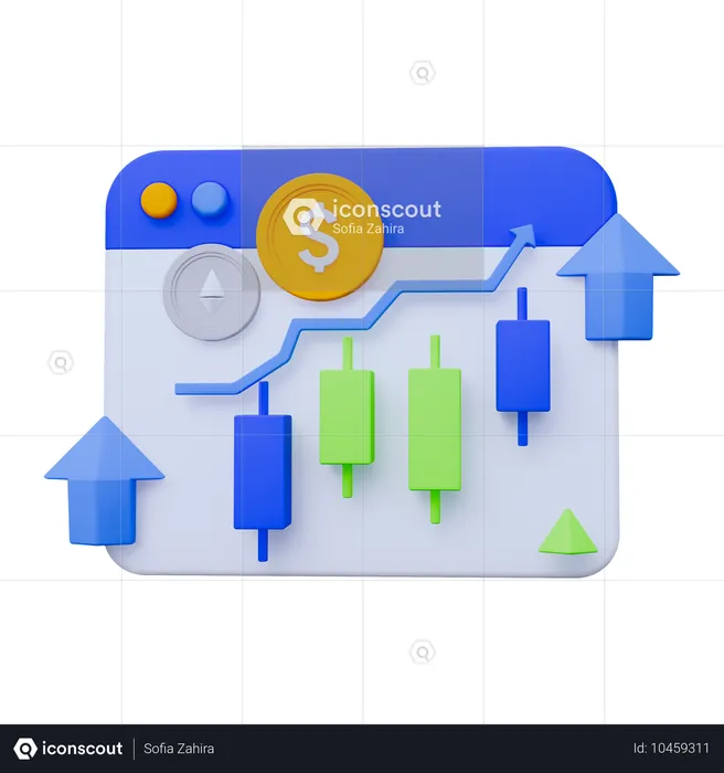 Aktienmarktdiagramm nach oben  3D Icon