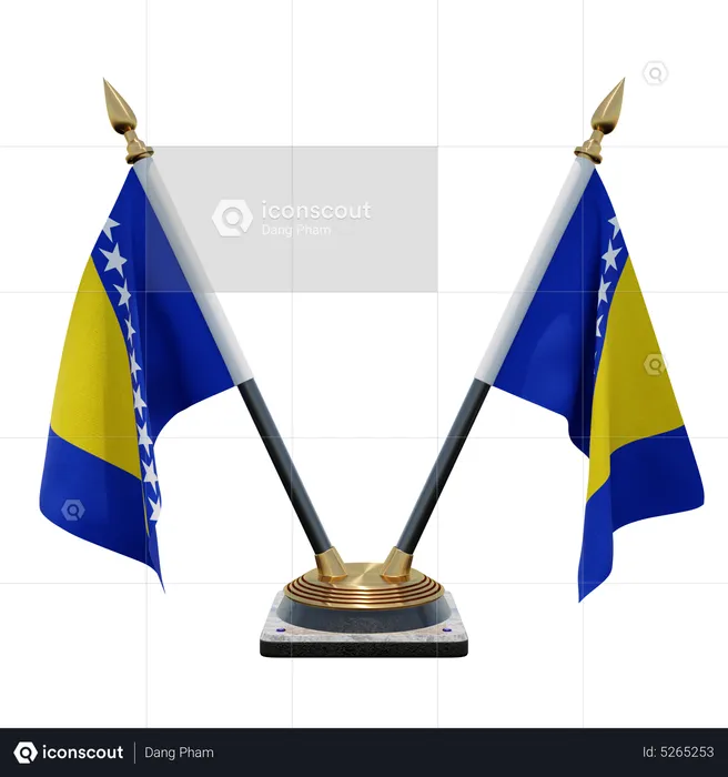 Bosnia and Herzegovina Double (V) Desk Flag Stand Flag 3D Icon
