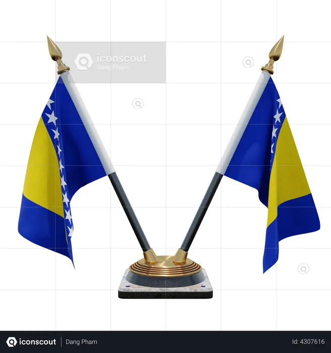 Bosnia and Herzegovina Double Desk Flag Stand Flag 3D Flag