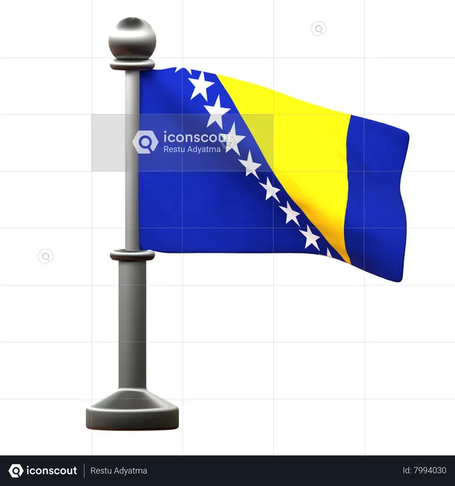 Bosnia And Herzegovina Flag Flag 3D Icon