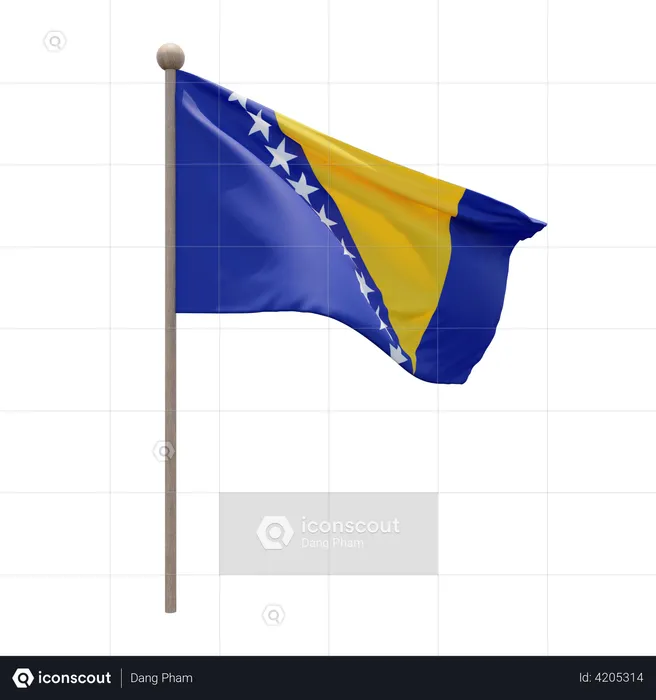 Bosnia And Herzegovina Flag Pole  3D Flag